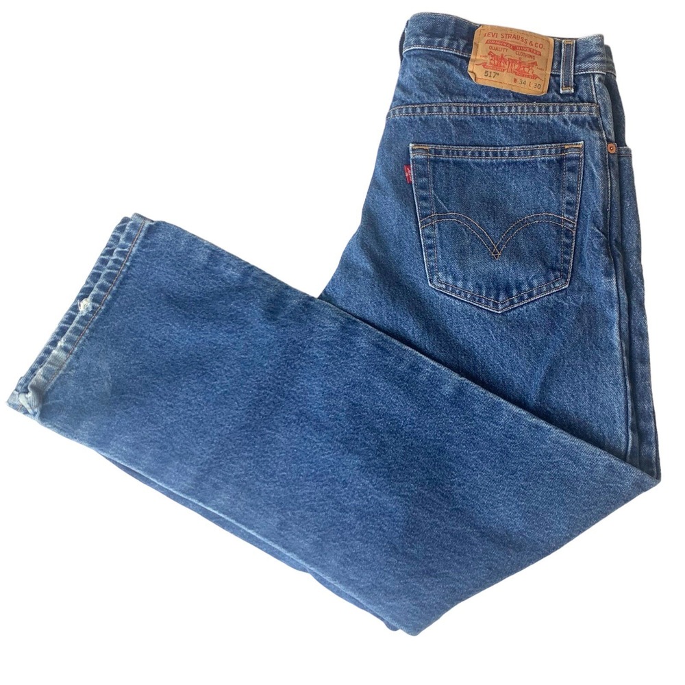 Levi's Jeans Men's 34x30 Blue 517 Denim Boot Cut Cowboy Western Workwear 2017